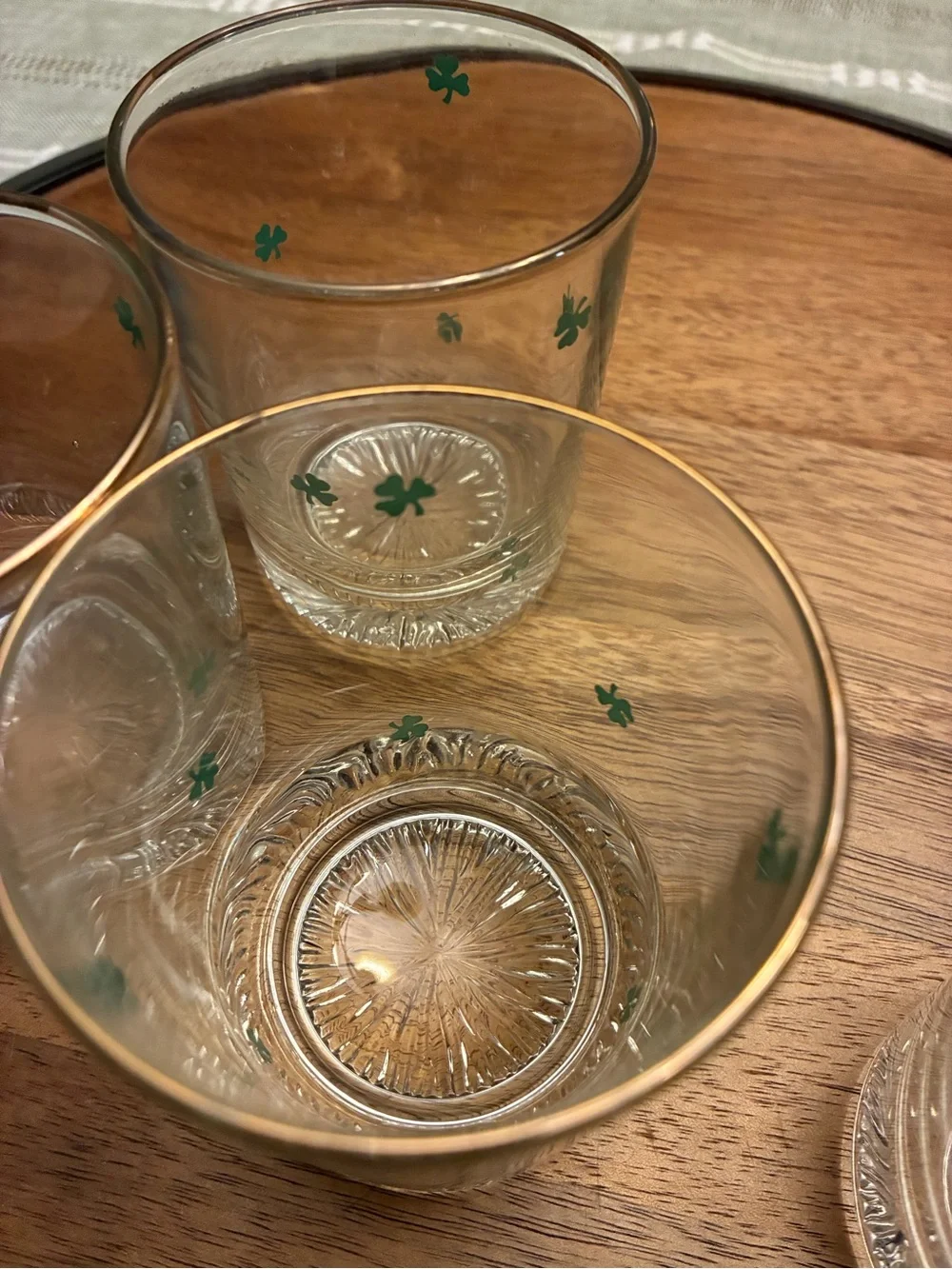 Vintage Irish Shamrock whisky tumblers set of 4